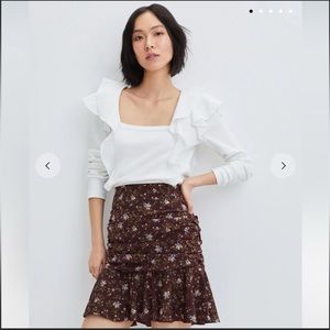 Veronica Beard Gidea Ruffle Shoulder Kinit Top